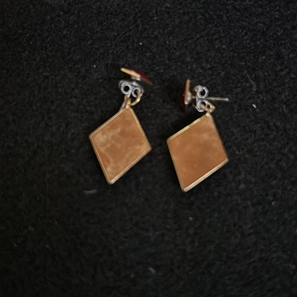 Red and gold tone choker with earrings - Picture 4 of 5